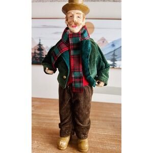 Vintage Dickens Style Christmas Caroler Figurine Collector W/ Top Hat 17" Tall!